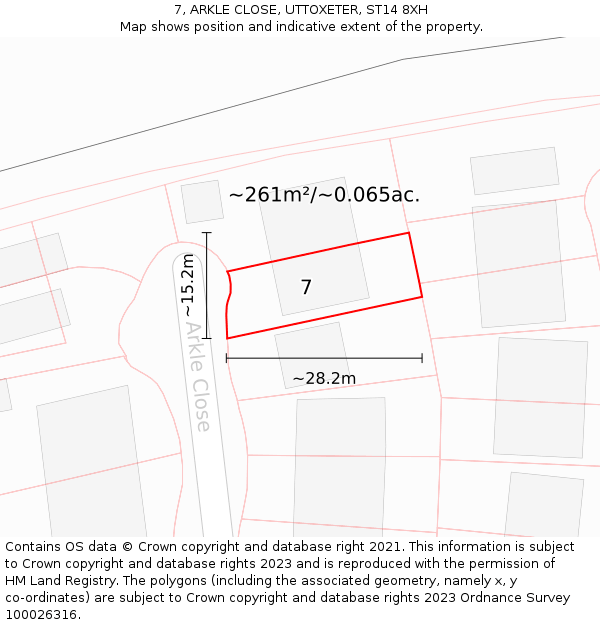 7, ARKLE CLOSE, UTTOXETER, ST14 8XH: Plot and title map