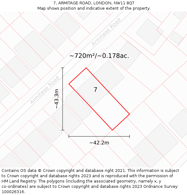 7, ARMITAGE ROAD, LONDON, NW11 8QT: Plot and title map