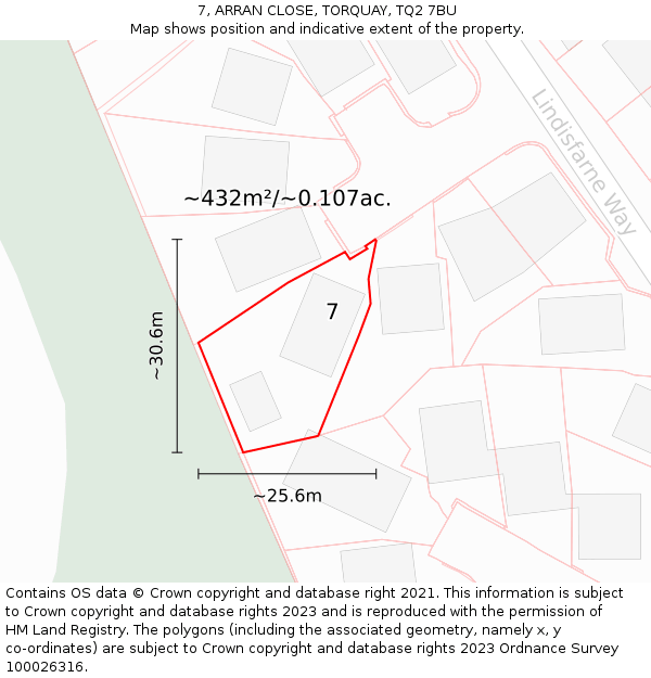 7, ARRAN CLOSE, TORQUAY, TQ2 7BU: Plot and title map