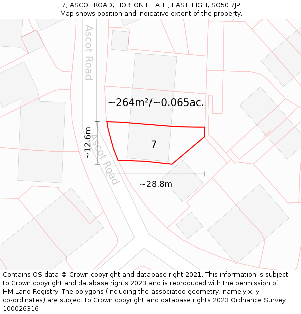 7, ASCOT ROAD, HORTON HEATH, EASTLEIGH, SO50 7JP: Plot and title map
