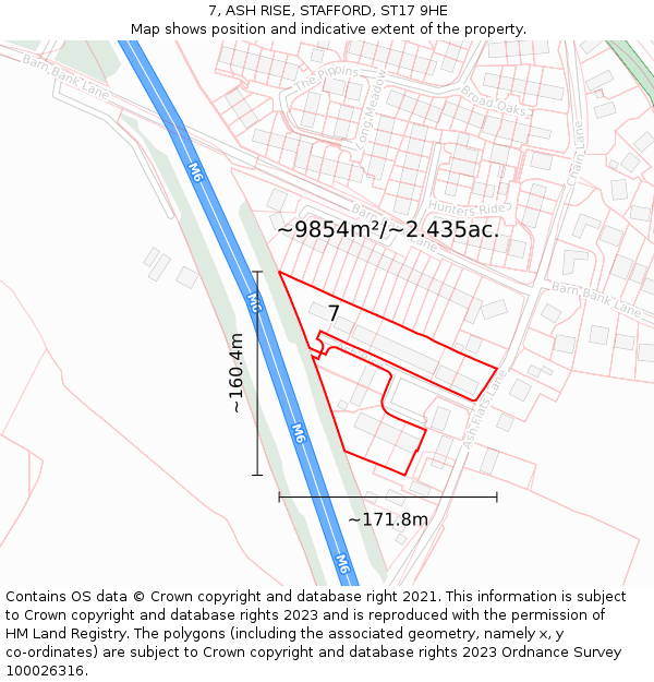 7, ASH RISE, STAFFORD, ST17 9HE: Plot and title map