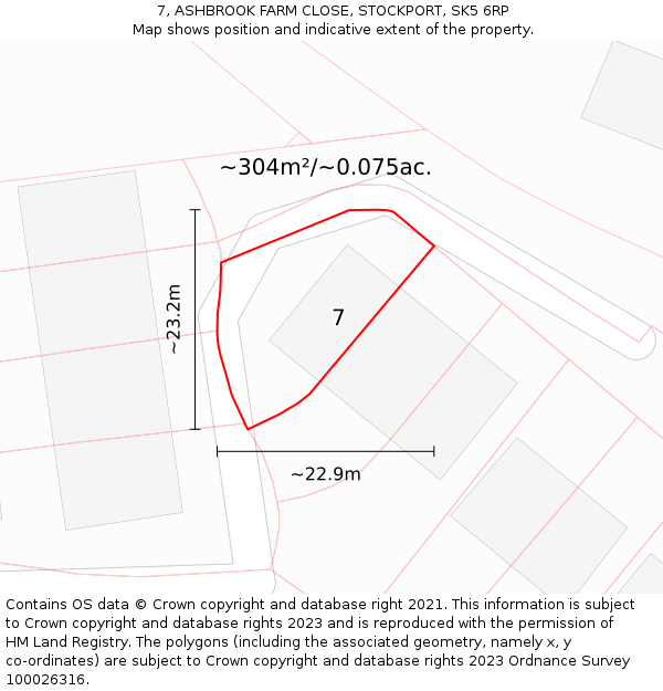 7, ASHBROOK FARM CLOSE, STOCKPORT, SK5 6RP: Plot and title map