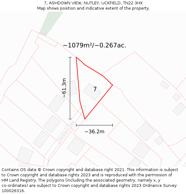 7, ASHDOWN VIEW, NUTLEY, UCKFIELD, TN22 3HX: Plot and title map