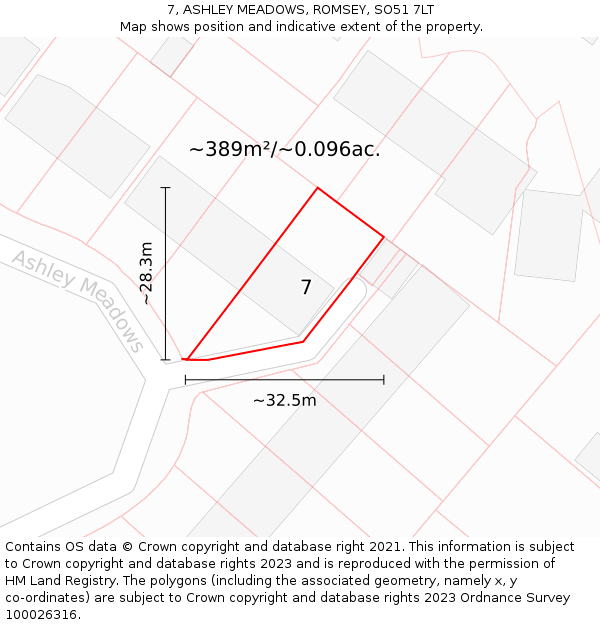 7, ASHLEY MEADOWS, ROMSEY, SO51 7LT: Plot and title map