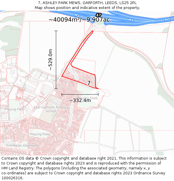 7, ASHLEY PARK MEWS, GARFORTH, LEEDS, LS25 2PL: Plot and title map