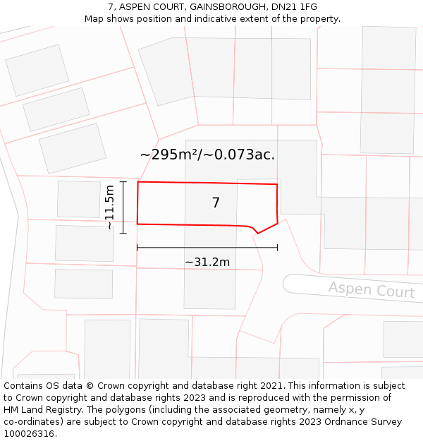 7, ASPEN COURT, GAINSBOROUGH, DN21 1FG: Plot and title map