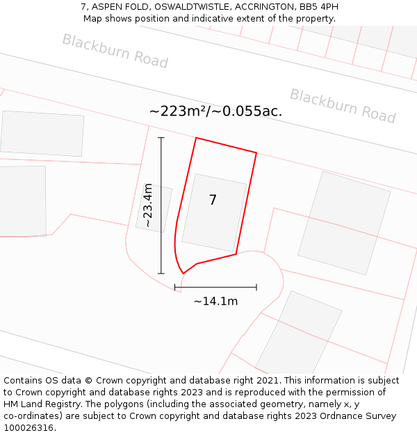 7, ASPEN FOLD, OSWALDTWISTLE, ACCRINGTON, BB5 4PH: Plot and title map