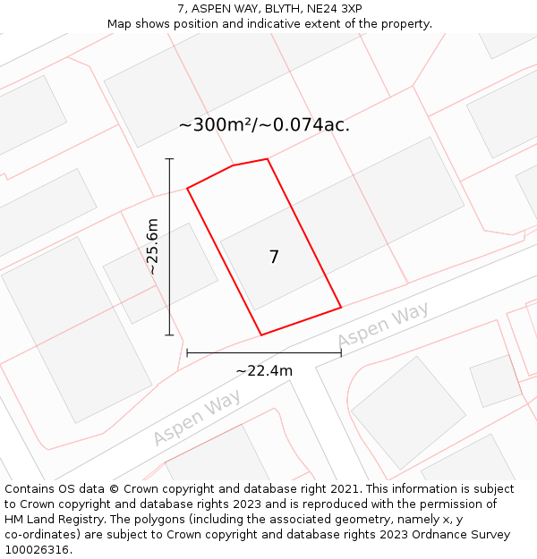 7, ASPEN WAY, BLYTH, NE24 3XP: Plot and title map