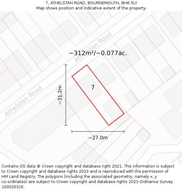 7, ATHELSTAN ROAD, BOURNEMOUTH, BH6 5LY: Plot and title map