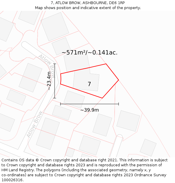 7, ATLOW BROW, ASHBOURNE, DE6 1RP: Plot and title map