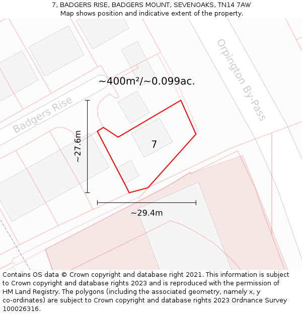 7, BADGERS RISE, BADGERS MOUNT, SEVENOAKS, TN14 7AW: Plot and title map