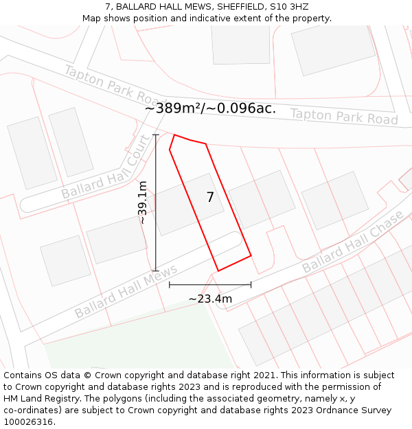 7, BALLARD HALL MEWS, SHEFFIELD, S10 3HZ: Plot and title map