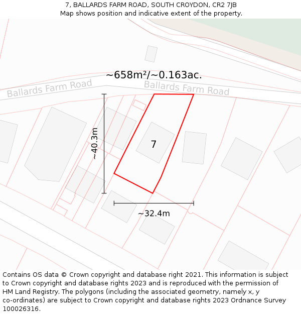 7, BALLARDS FARM ROAD, SOUTH CROYDON, CR2 7JB: Plot and title map