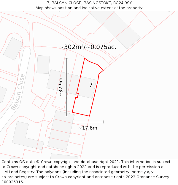7, BALSAN CLOSE, BASINGSTOKE, RG24 9SY: Plot and title map