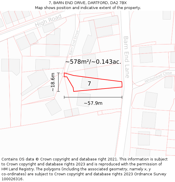 7, BARN END DRIVE, DARTFORD, DA2 7BX: Plot and title map
