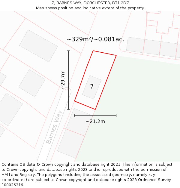 7, BARNES WAY, DORCHESTER, DT1 2DZ: Plot and title map