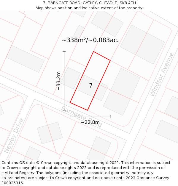 7, BARNGATE ROAD, GATLEY, CHEADLE, SK8 4EH: Plot and title map