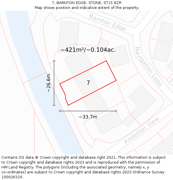 7, BARNTON EDGE, STONE, ST15 8ZR: Plot and title map