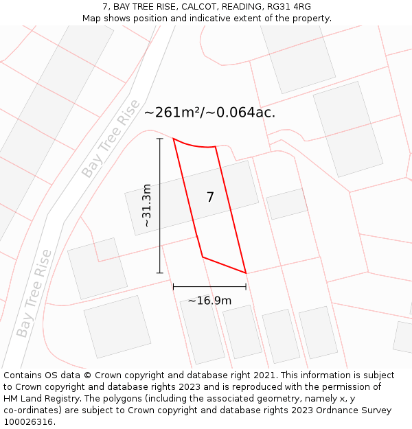 7, BAY TREE RISE, CALCOT, READING, RG31 4RG: Plot and title map