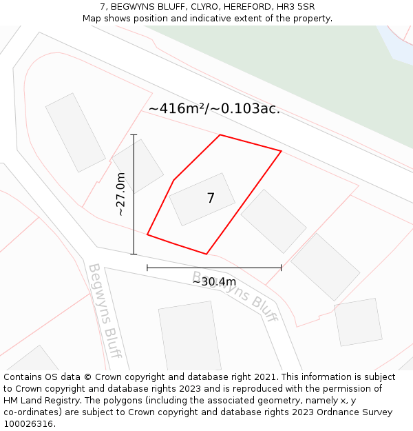 7, BEGWYNS BLUFF, CLYRO, HEREFORD, HR3 5SR: Plot and title map