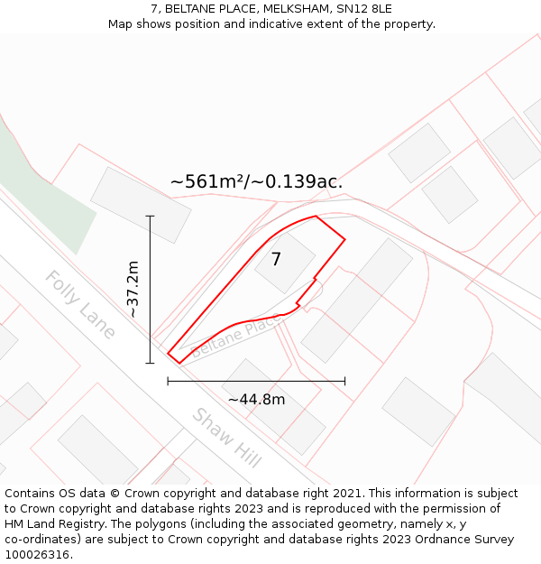 7, BELTANE PLACE, MELKSHAM, SN12 8LE: Plot and title map