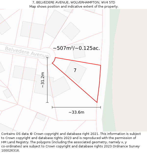 7, BELVEDERE AVENUE, WOLVERHAMPTON, WV4 5TD: Plot and title map