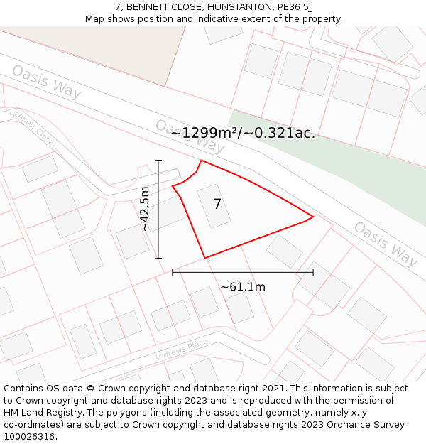 7, BENNETT CLOSE, HUNSTANTON, PE36 5JJ: Plot and title map