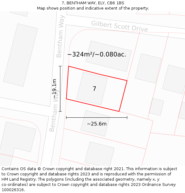 7, BENTHAM WAY, ELY, CB6 1BS: Plot and title map