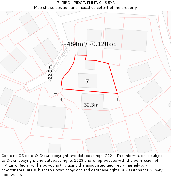 7, BIRCH RIDGE, FLINT, CH6 5YR: Plot and title map