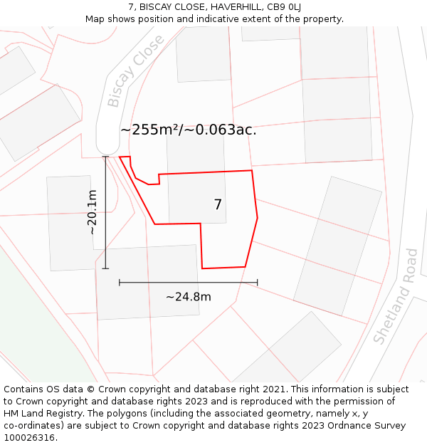 7, BISCAY CLOSE, HAVERHILL, CB9 0LJ: Plot and title map