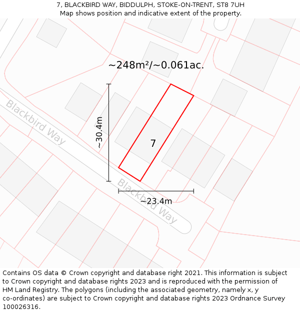 7, BLACKBIRD WAY, BIDDULPH, STOKE-ON-TRENT, ST8 7UH: Plot and title map