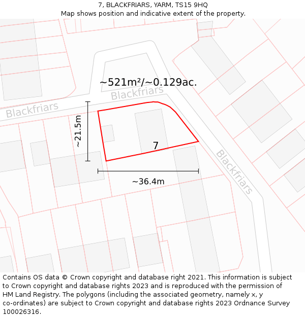 7, BLACKFRIARS, YARM, TS15 9HQ: Plot and title map