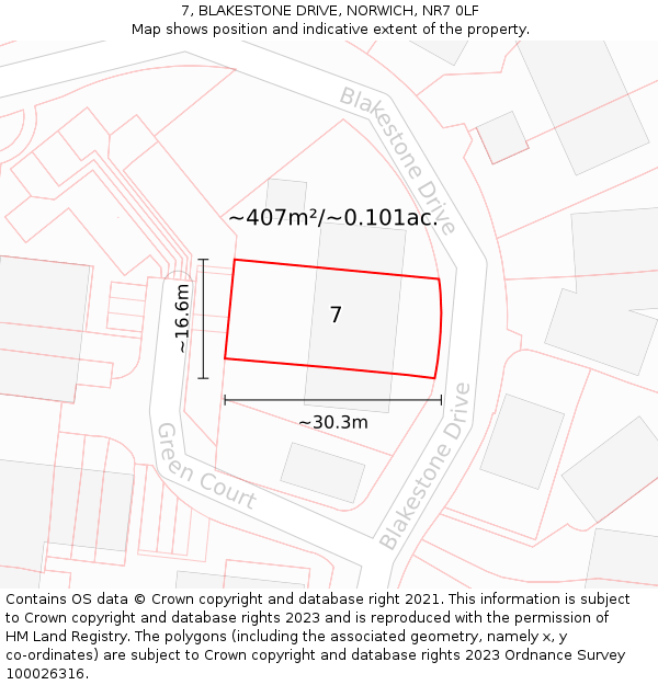 7, BLAKESTONE DRIVE, NORWICH, NR7 0LF: Plot and title map