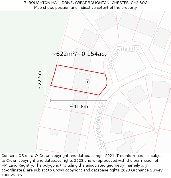 7, BOUGHTON HALL DRIVE, GREAT BOUGHTON, CHESTER, CH3 5QG: Plot and title map