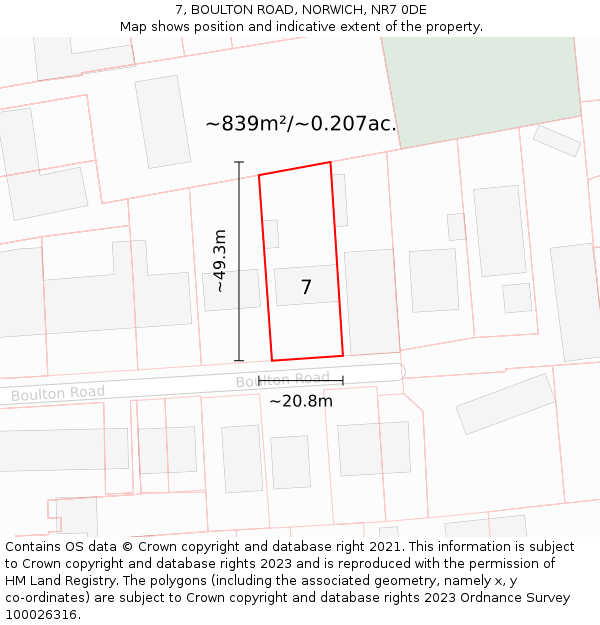 7, BOULTON ROAD, NORWICH, NR7 0DE: Plot and title map