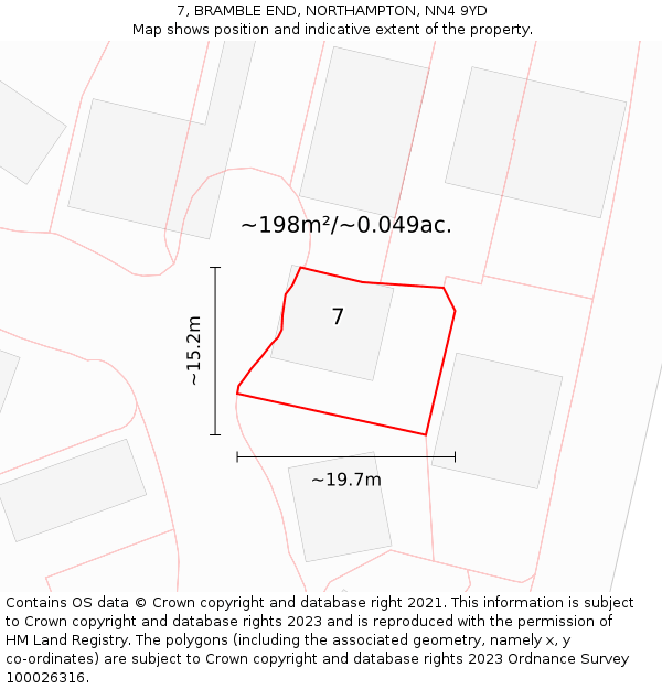 7, BRAMBLE END, NORTHAMPTON, NN4 9YD: Plot and title map