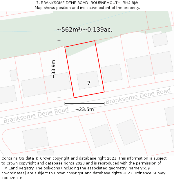 7, BRANKSOME DENE ROAD, BOURNEMOUTH, BH4 8JW: Plot and title map