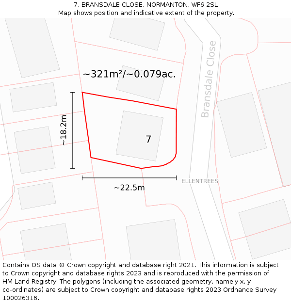 7, BRANSDALE CLOSE, NORMANTON, WF6 2SL: Plot and title map