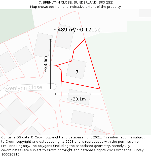 7, BRENLYNN CLOSE, SUNDERLAND, SR3 2SZ: Plot and title map
