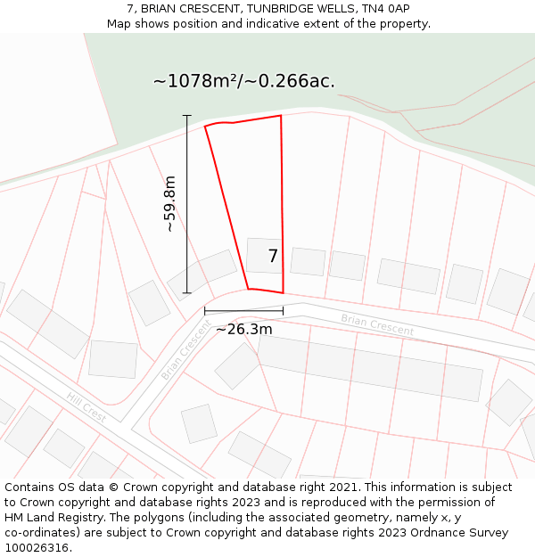 7, BRIAN CRESCENT, TUNBRIDGE WELLS, TN4 0AP: Plot and title map