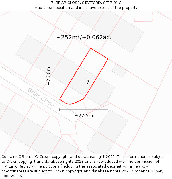 7, BRIAR CLOSE, STAFFORD, ST17 0NG: Plot and title map