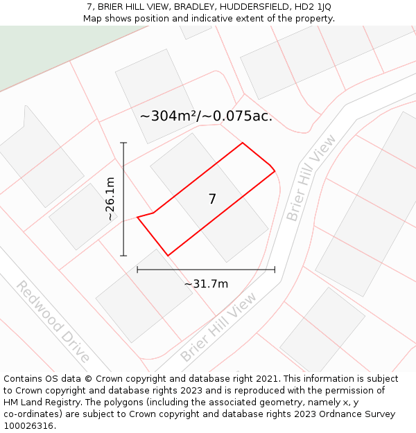 7, BRIER HILL VIEW, BRADLEY, HUDDERSFIELD, HD2 1JQ: Plot and title map