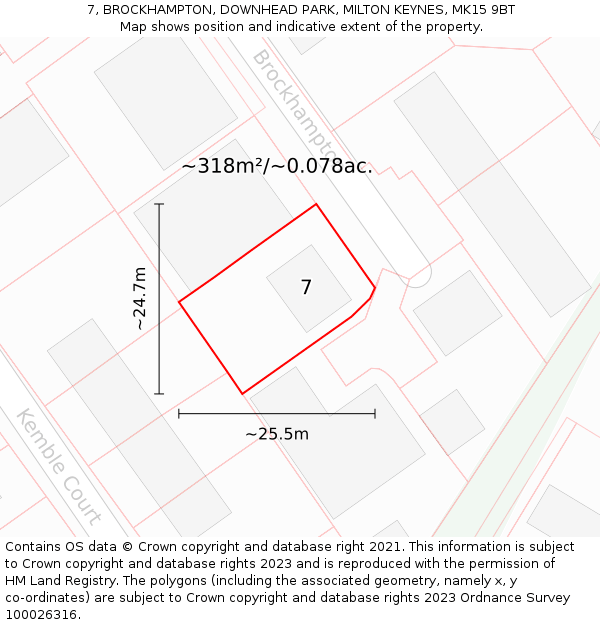 7, BROCKHAMPTON, DOWNHEAD PARK, MILTON KEYNES, MK15 9BT: Plot and title map
