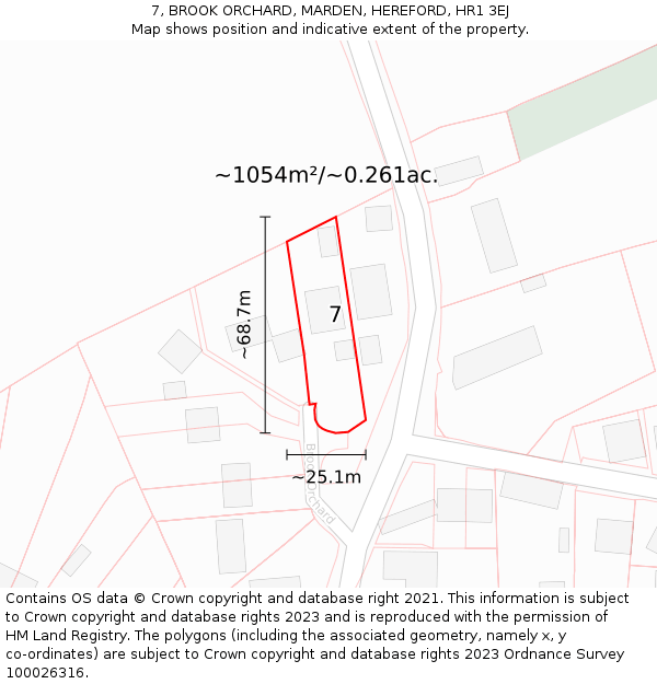7, BROOK ORCHARD, MARDEN, HEREFORD, HR1 3EJ: Plot and title map