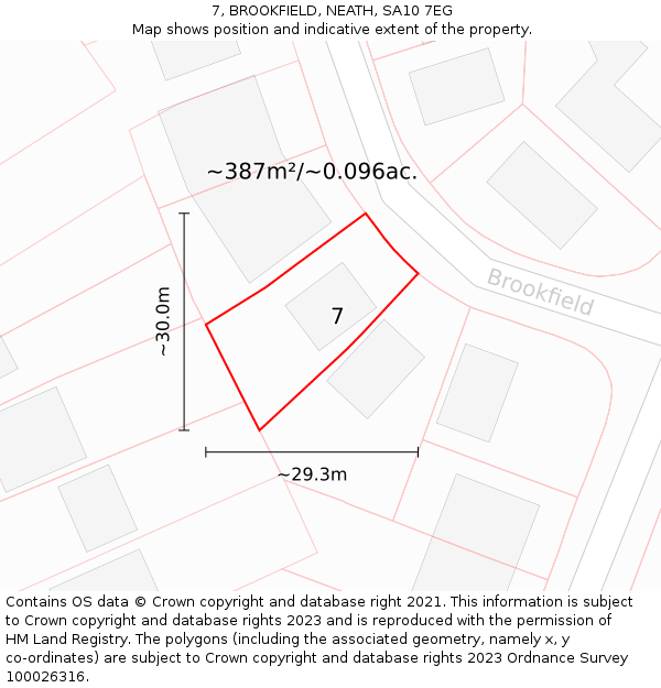 7, BROOKFIELD, NEATH, SA10 7EG: Plot and title map