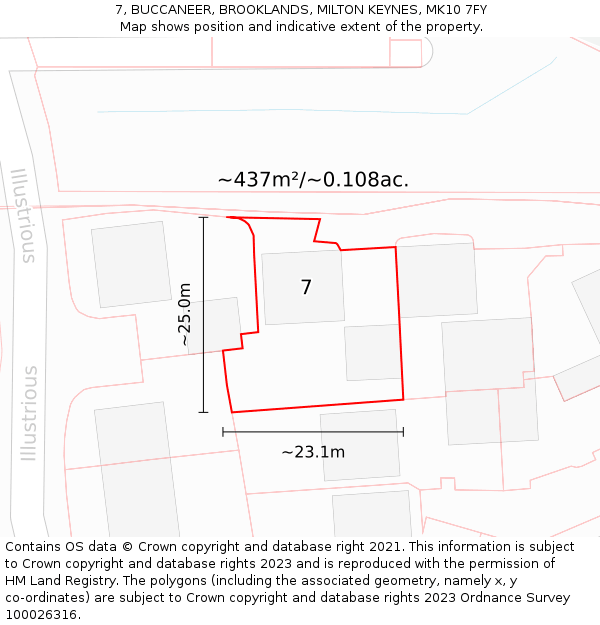 7, BUCCANEER, BROOKLANDS, MILTON KEYNES, MK10 7FY: Plot and title map