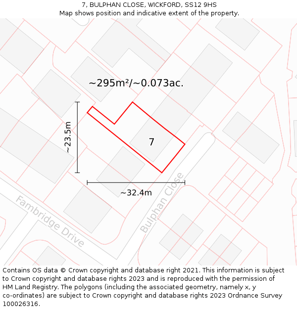 7, BULPHAN CLOSE, WICKFORD, SS12 9HS: Plot and title map