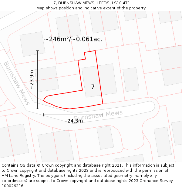 7, BURNSHAW MEWS, LEEDS, LS10 4TF: Plot and title map