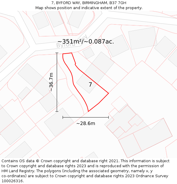 7, BYFORD WAY, BIRMINGHAM, B37 7GH: Plot and title map