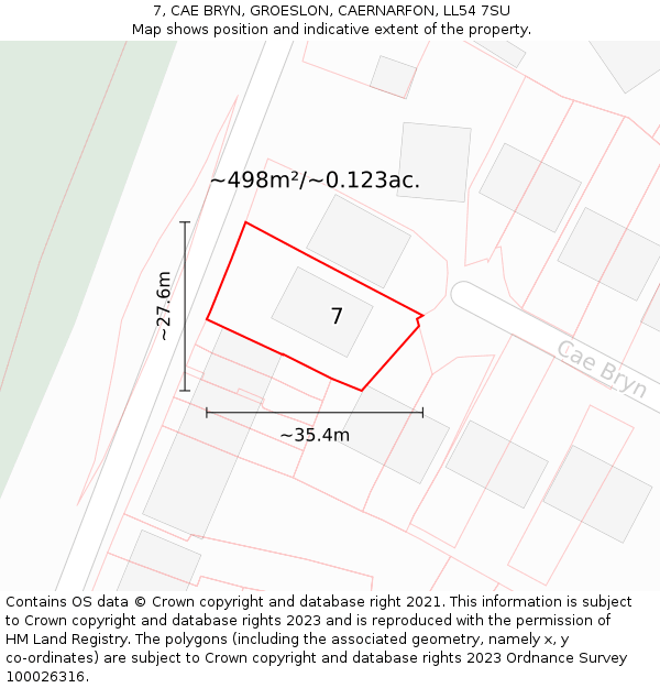 7, CAE BRYN, GROESLON, CAERNARFON, LL54 7SU: Plot and title map